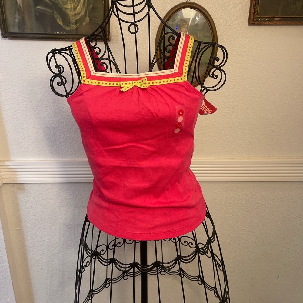Girl’s Pink Strappy Tank Top with Contrast Trim